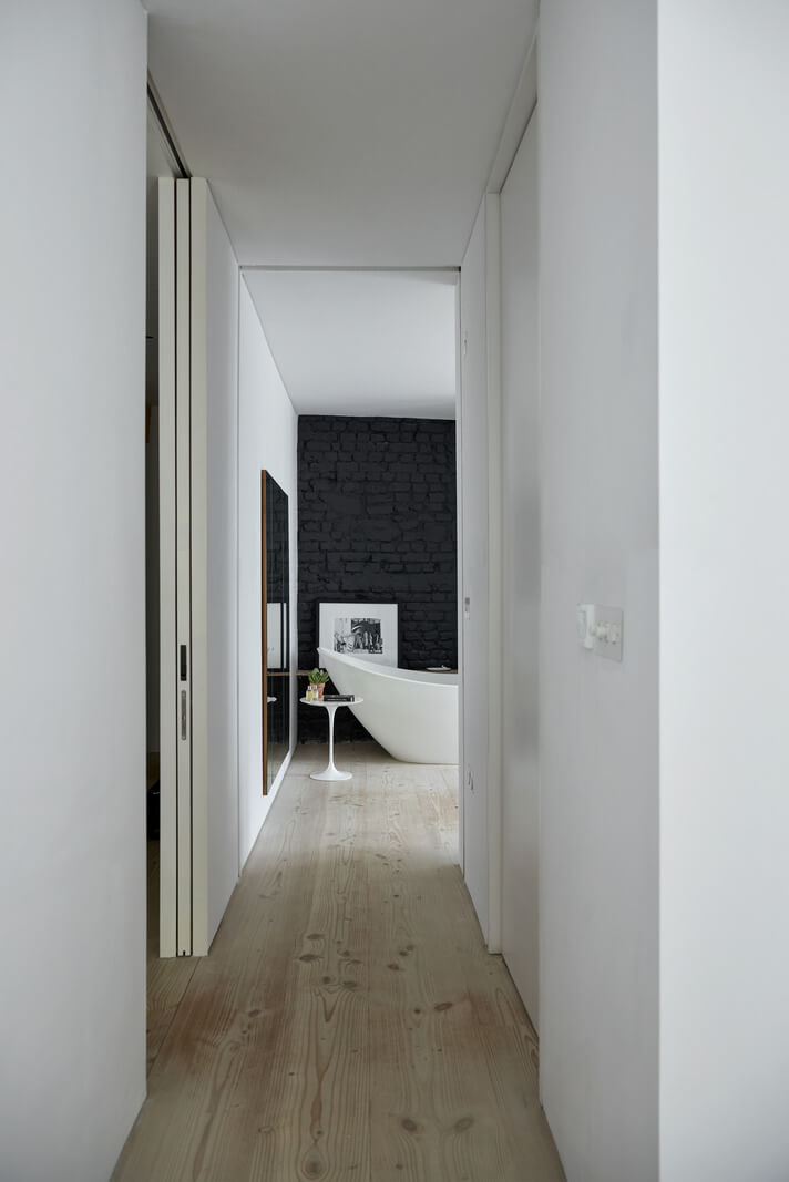 hall view into bathroom