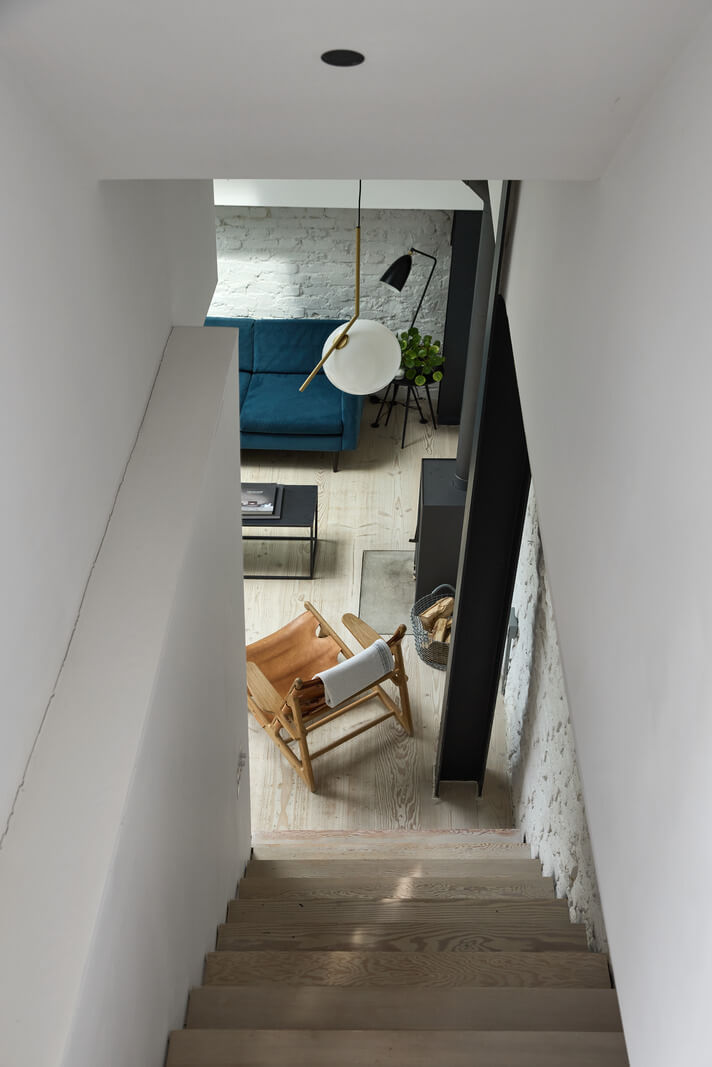 staircase view into living room