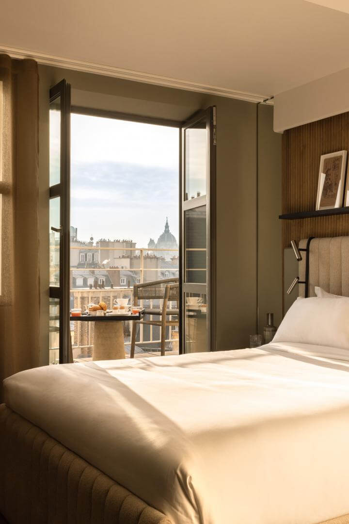 bedroom with balcony hotel dame des arts paris nordroom