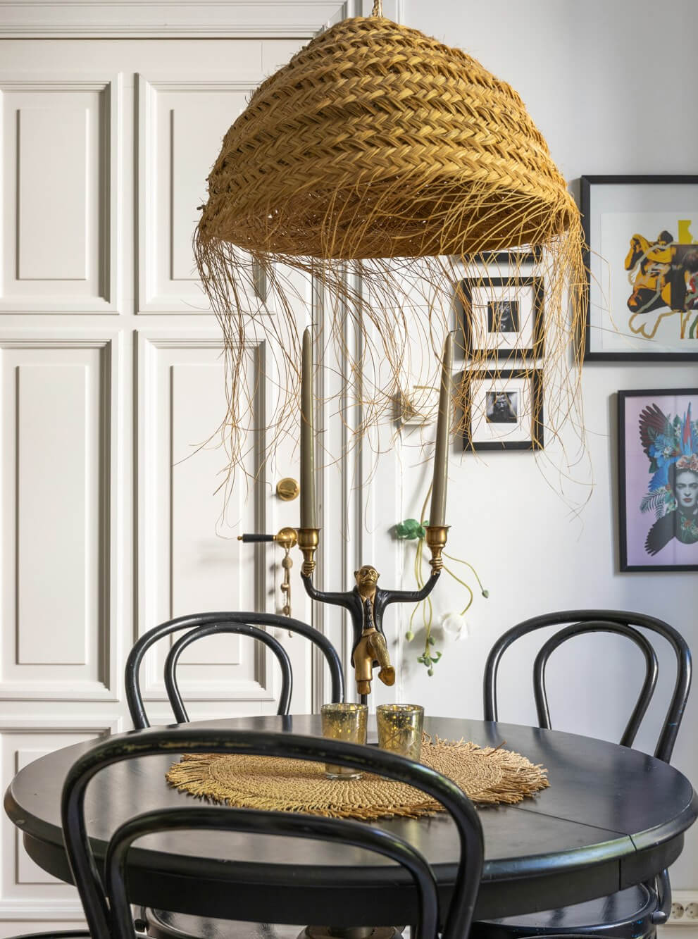 black wood round dining table