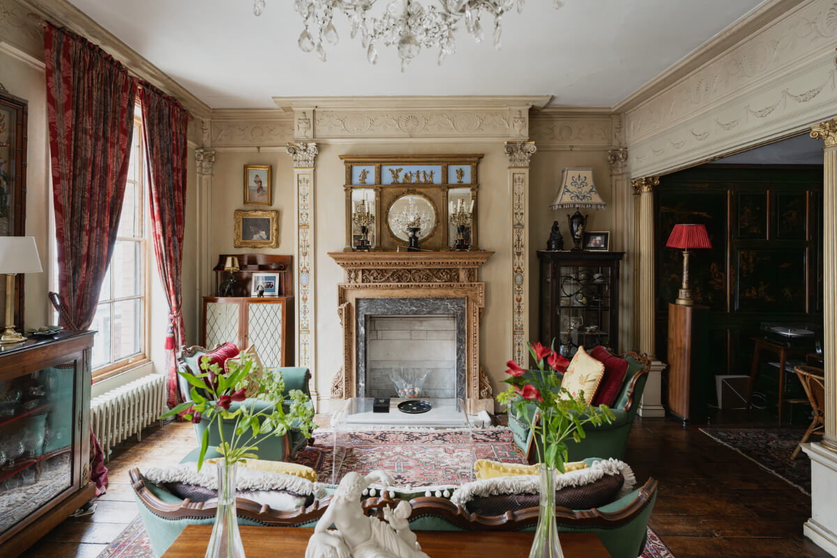 formal sititng room fireplace period features
