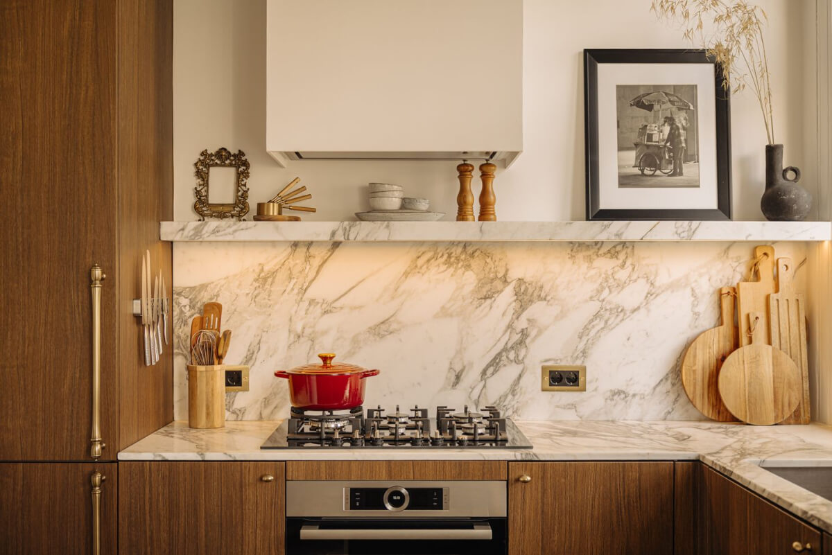 kitchen marble countertop shelf