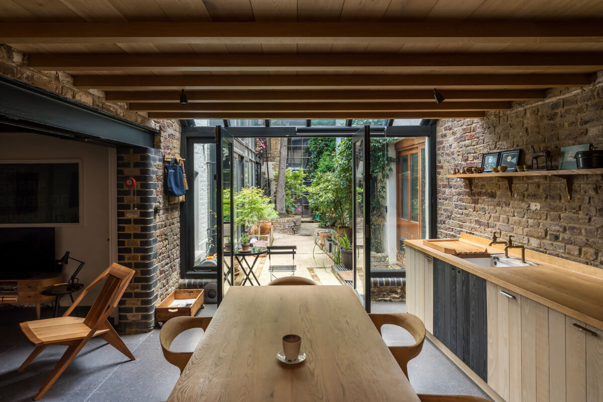 mews house open-plan living space courtyard terrace