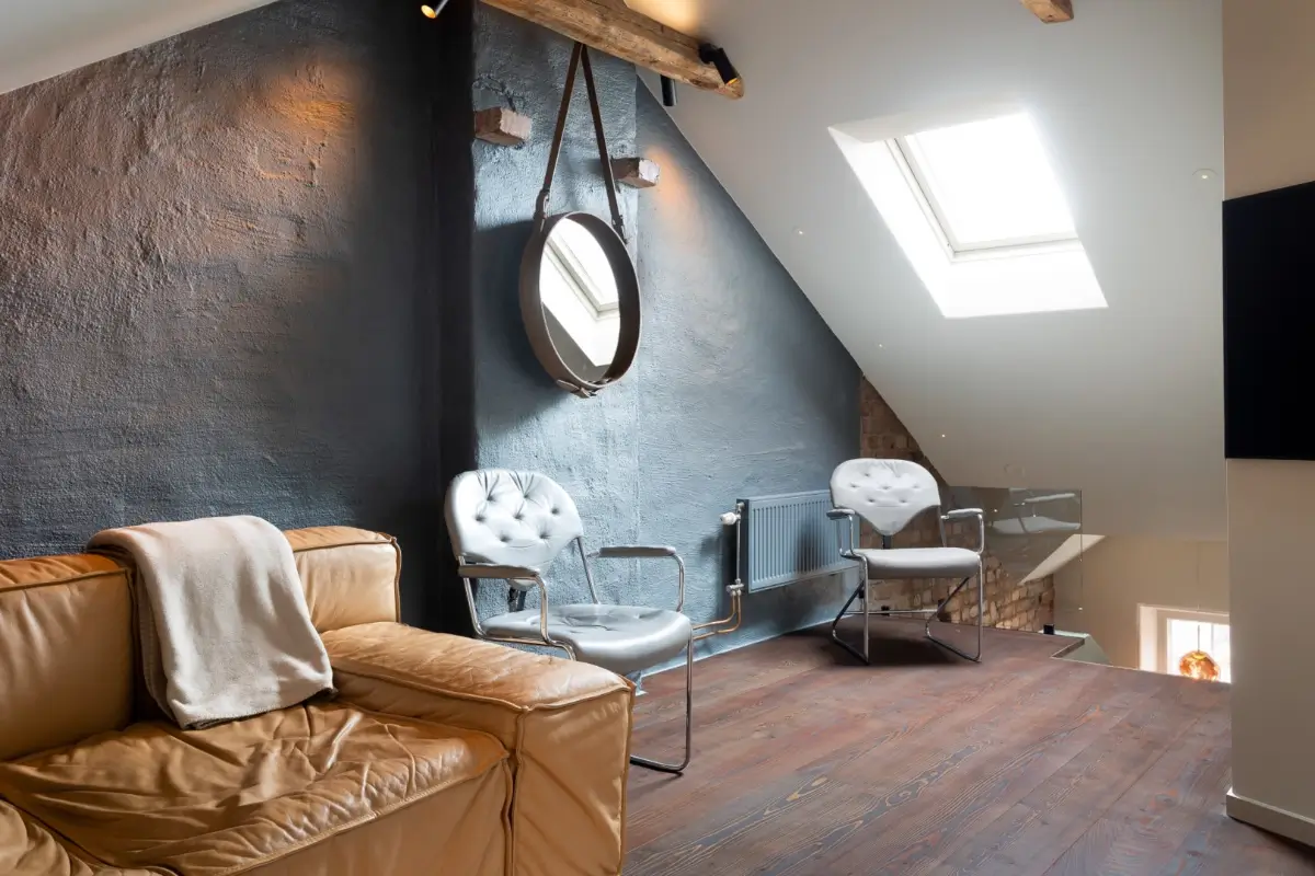 attic space wooden beams