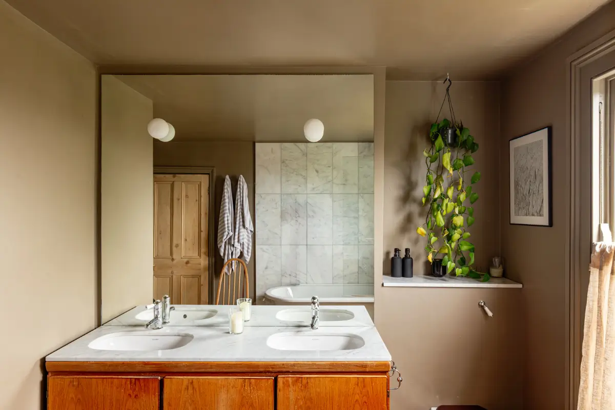 A Muted Color Palette and Original Details in a Victorian Terrace House 20 bathroom double sink