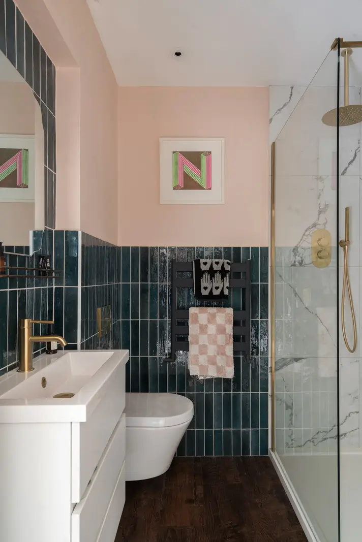 Best of 2025: Bathrooms 17 bathroom pink walls blue and marble tiles