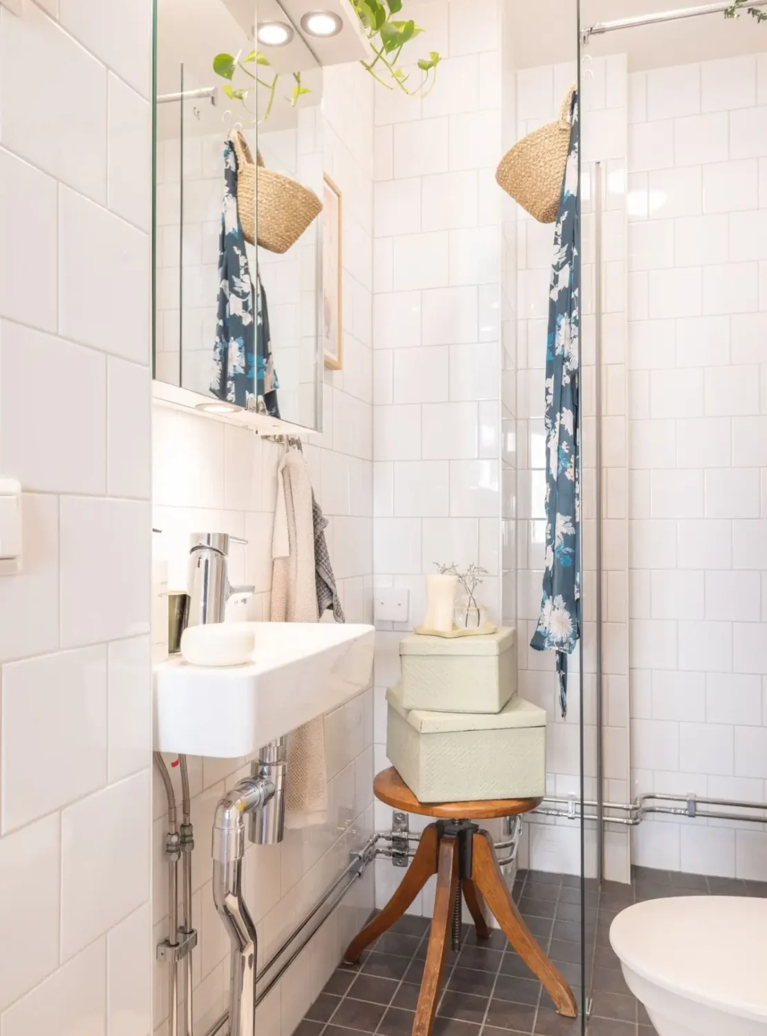 A Small Beige Stockholm Apartment with Plenty of Storage 20 bathroom sink