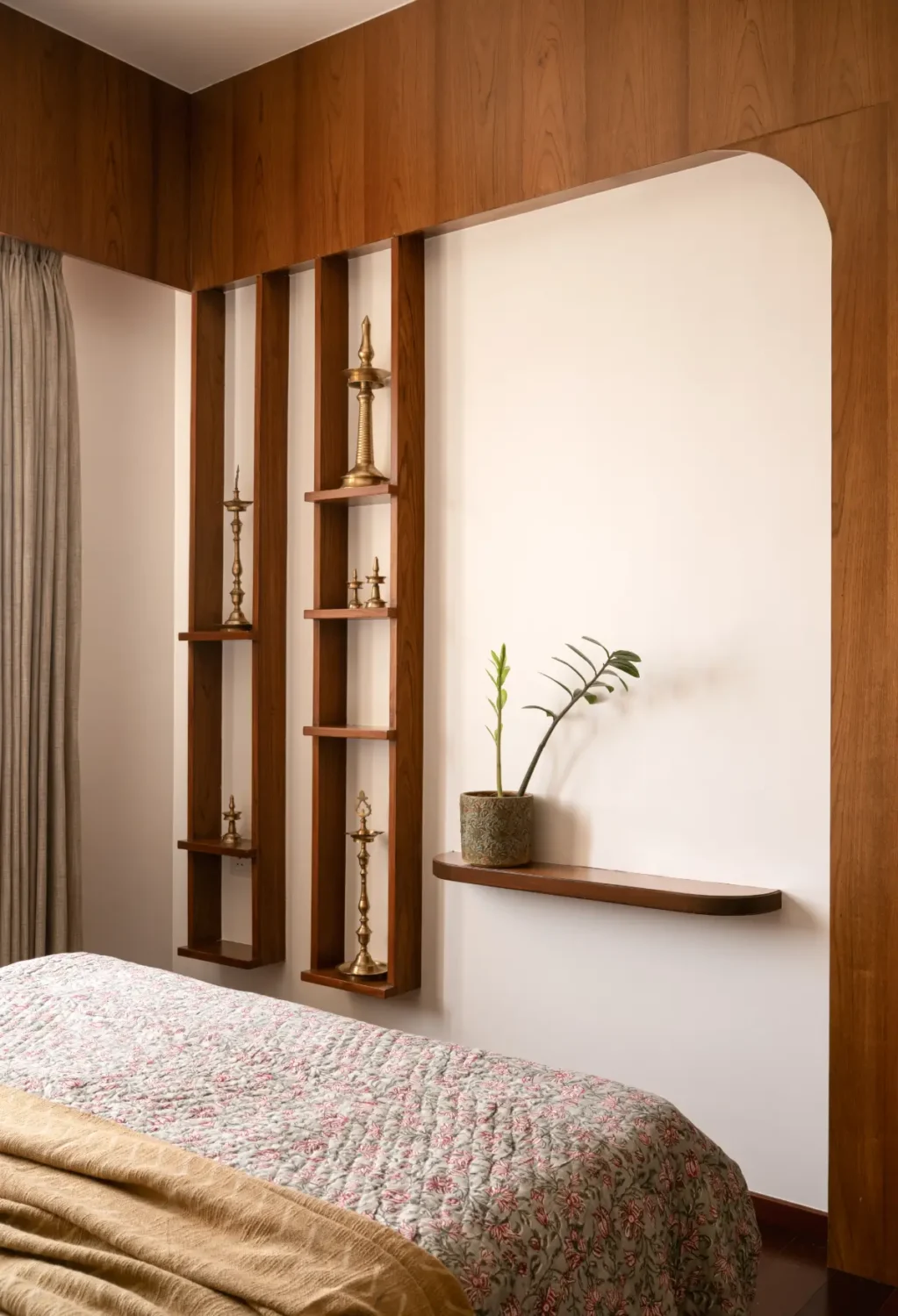 A South Indian Family Home Where Heritage Meets Bold Color Choices 18 bedroom shelves A South Indian Family Home Where Heritage Meets Bold Color Choices