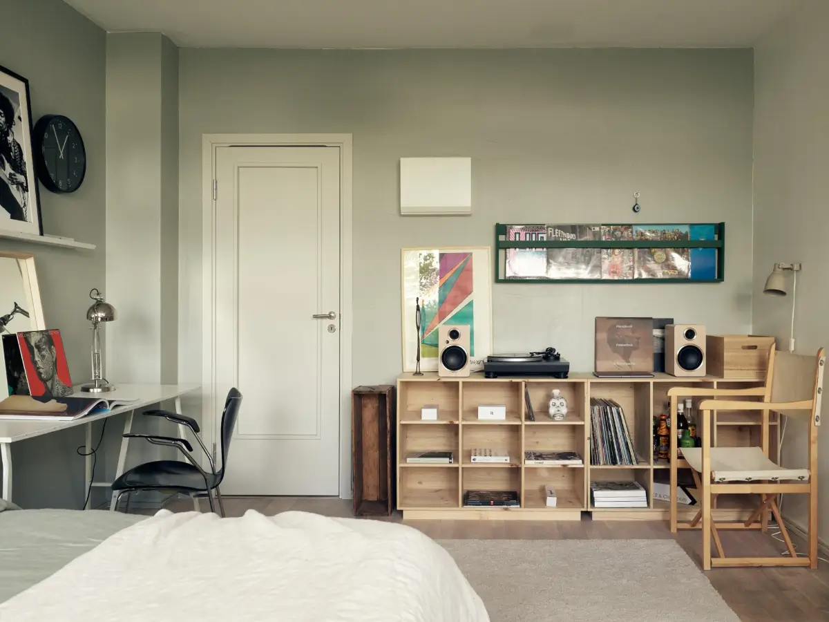 Industrial Elements in a 1960s Duplex Apartment in Stockholm 15 bedroom with music corner