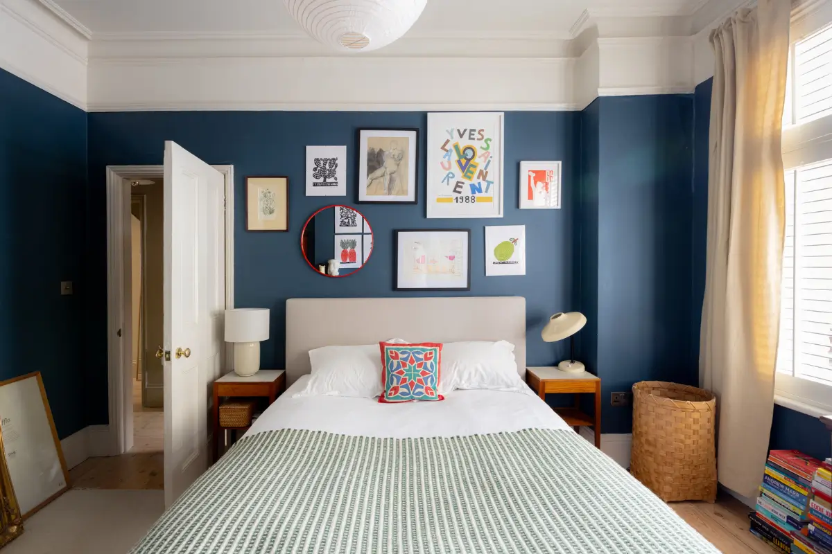 A Modern Extension and Period Details in a Ground Floor London Home 12 blue bedroo