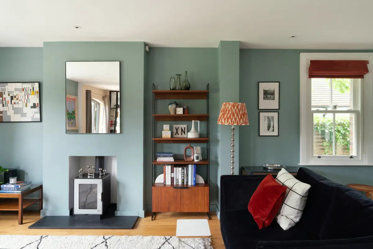Contemporary Open-Plan Living Spaces in an English Victorian House 12 blue living room