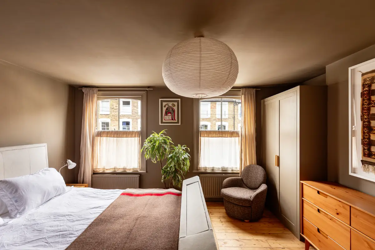 A Muted Color Palette and Original Details in a Victorian Terrace House 15 color drenched bedroom