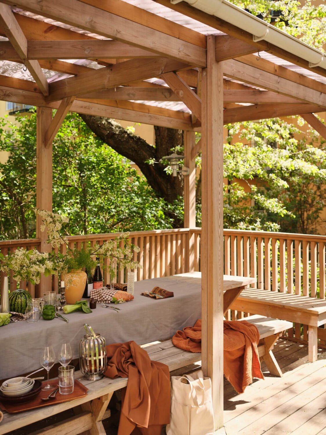 A 1930s Stockholm Apartment With Views of a Lush Garden 19 communal garden pergola A 1930s Stockholm Apartment With Views of a Lush Garden