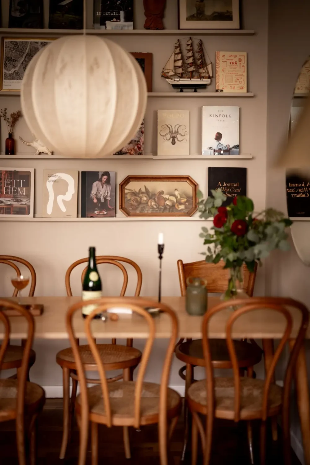 An Earthy Color Palette and Exposed Brick in a 1940s Apartment 8 dining table