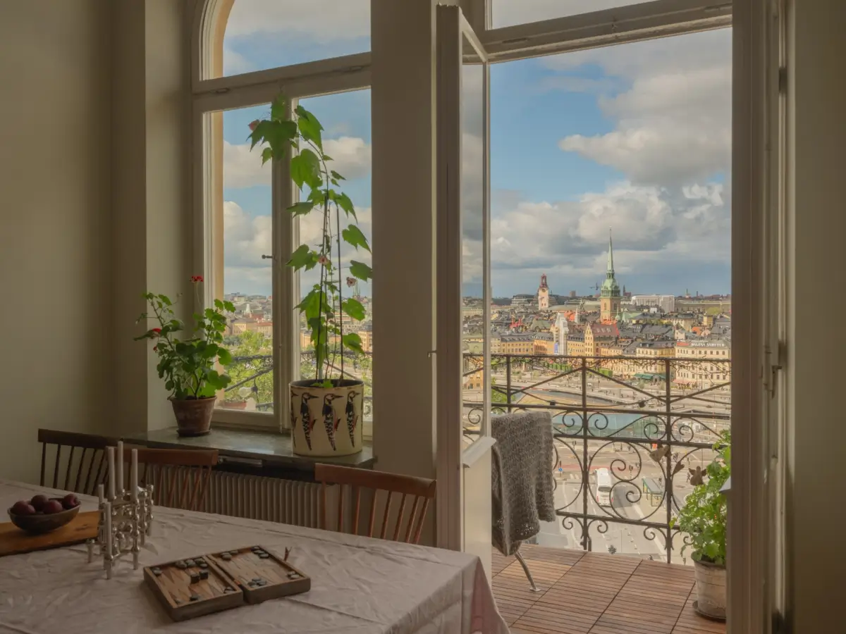A Classic Late 19th Century Apartment with Magnificent Views of Stockholm 7 dining table stockholm city view