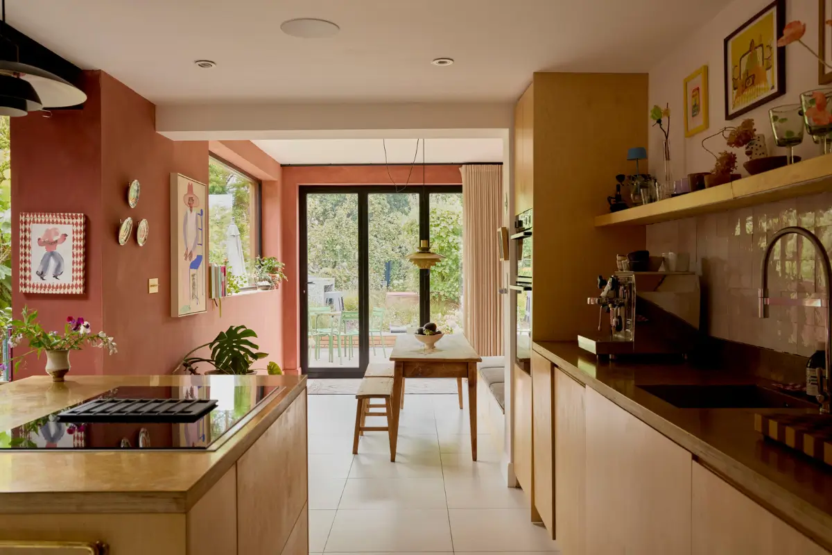 A Victorian Home with a Rich Color Palette and a Lush Garden 10 extended kitchen terracotta walls