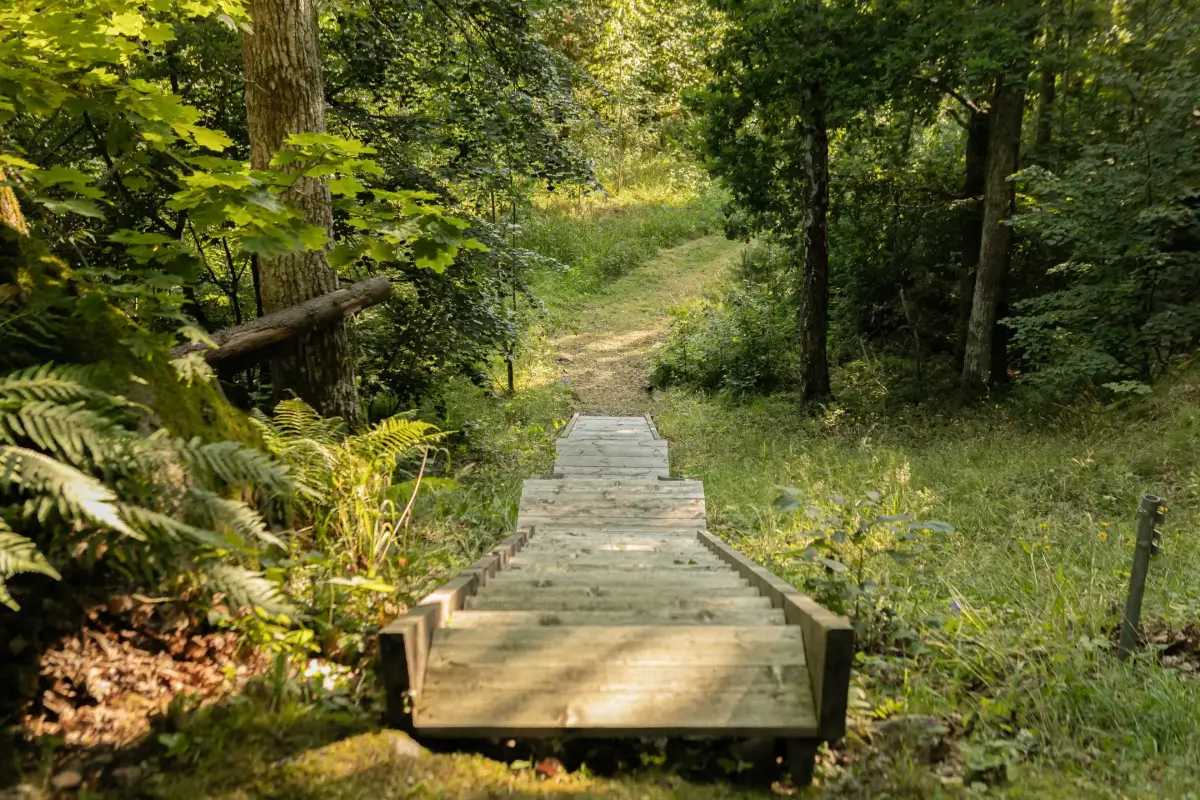 Modern Comforts and Historic Architecture in an 18th Century Home 35 garden stairs