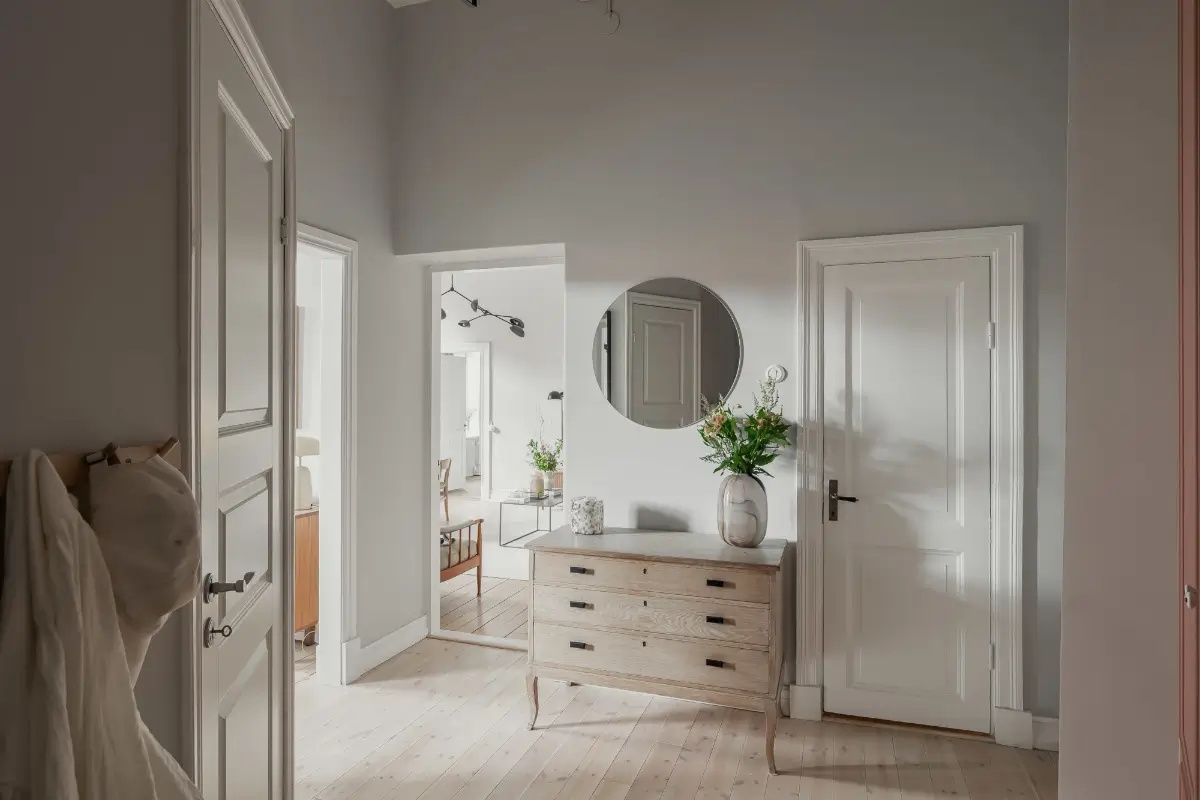 A Gray Scandinavian Apartment with a Royal History 23 gray hall