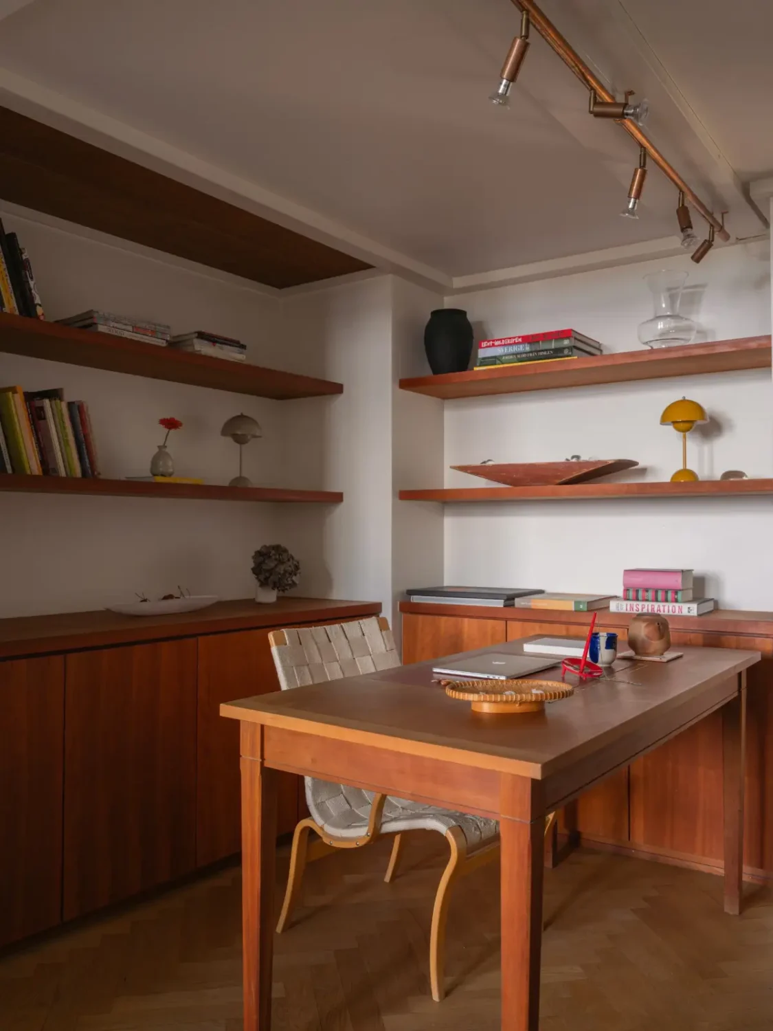 A Classic Late 19th Century Apartment with Magnificent Views of Stockholm 16 home office built-in cabinet shelves