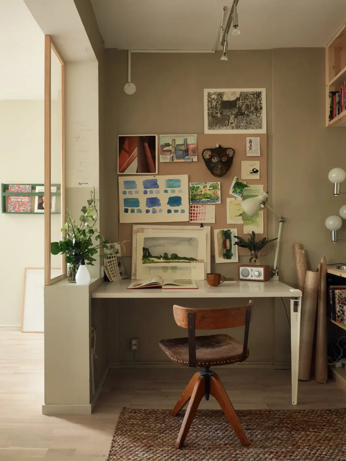 Industrial Elements in a 1960s Duplex Apartment in Stockholm 9 home office moodboard