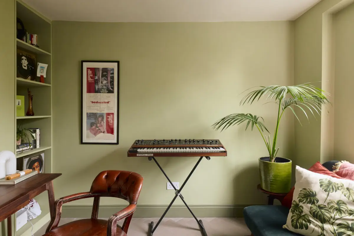 A Classic Victorian Duplex with a Lush, Private Garden in London 22 home office music room green walls