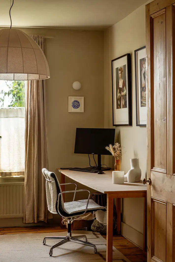 A Muted Color Palette and Original Details in a Victorian Terrace House 10 home office muted tones