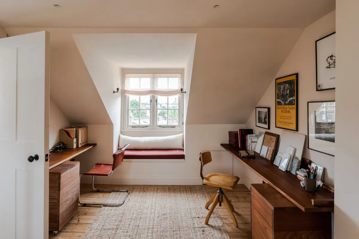 A Bright Late Victorian Townhouse in London 23 home office with window seat