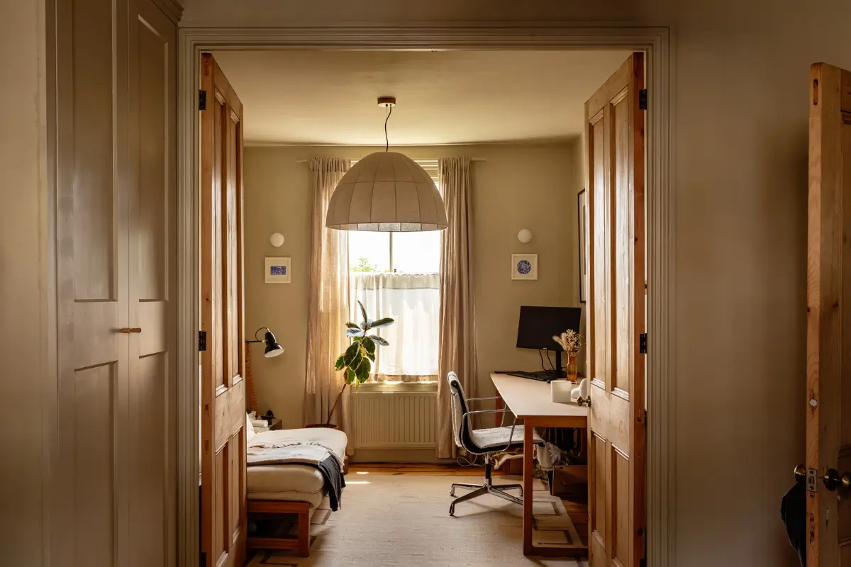 A Muted Color Palette and Original Details in a Victorian Terrace House 9 home office