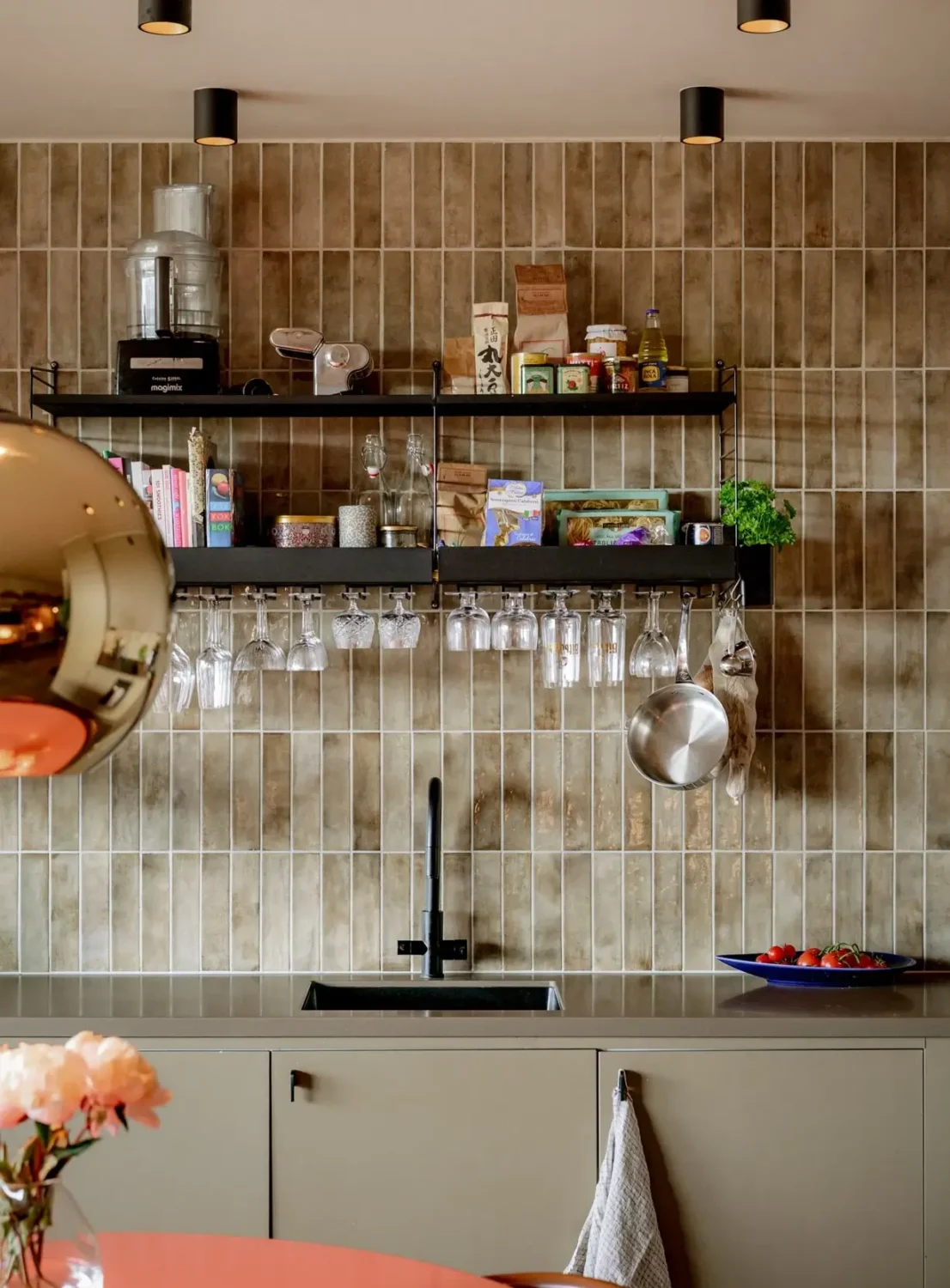 A Modern Swedish Apartment with Half-Painted Pink Walls 11 kitchen backsplash tiles