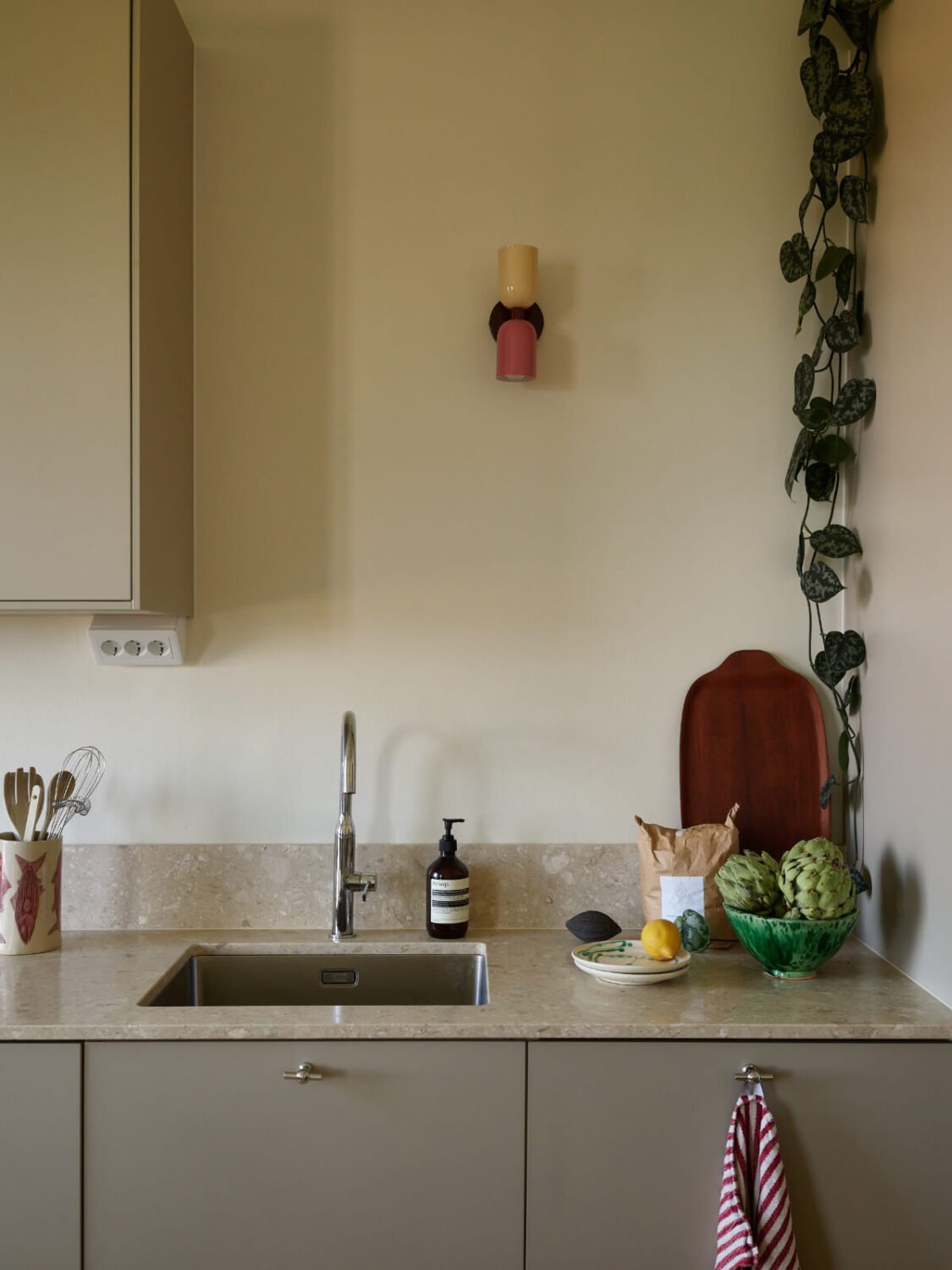 A Stockholm Apartment with a Butter-Yellow Bedroom 9 kitchen detail