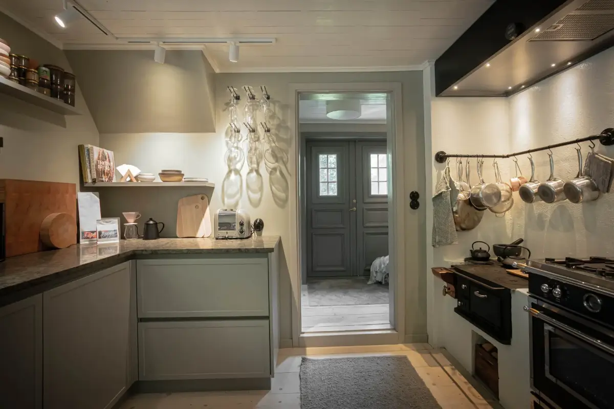 Modern Comforts and Historic Architecture in an 18th Century Home 8 kitchen with traditional stove