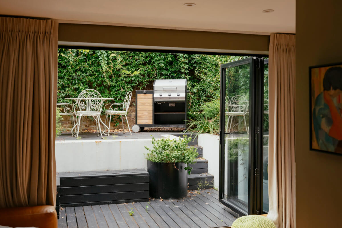 large glass doors garden