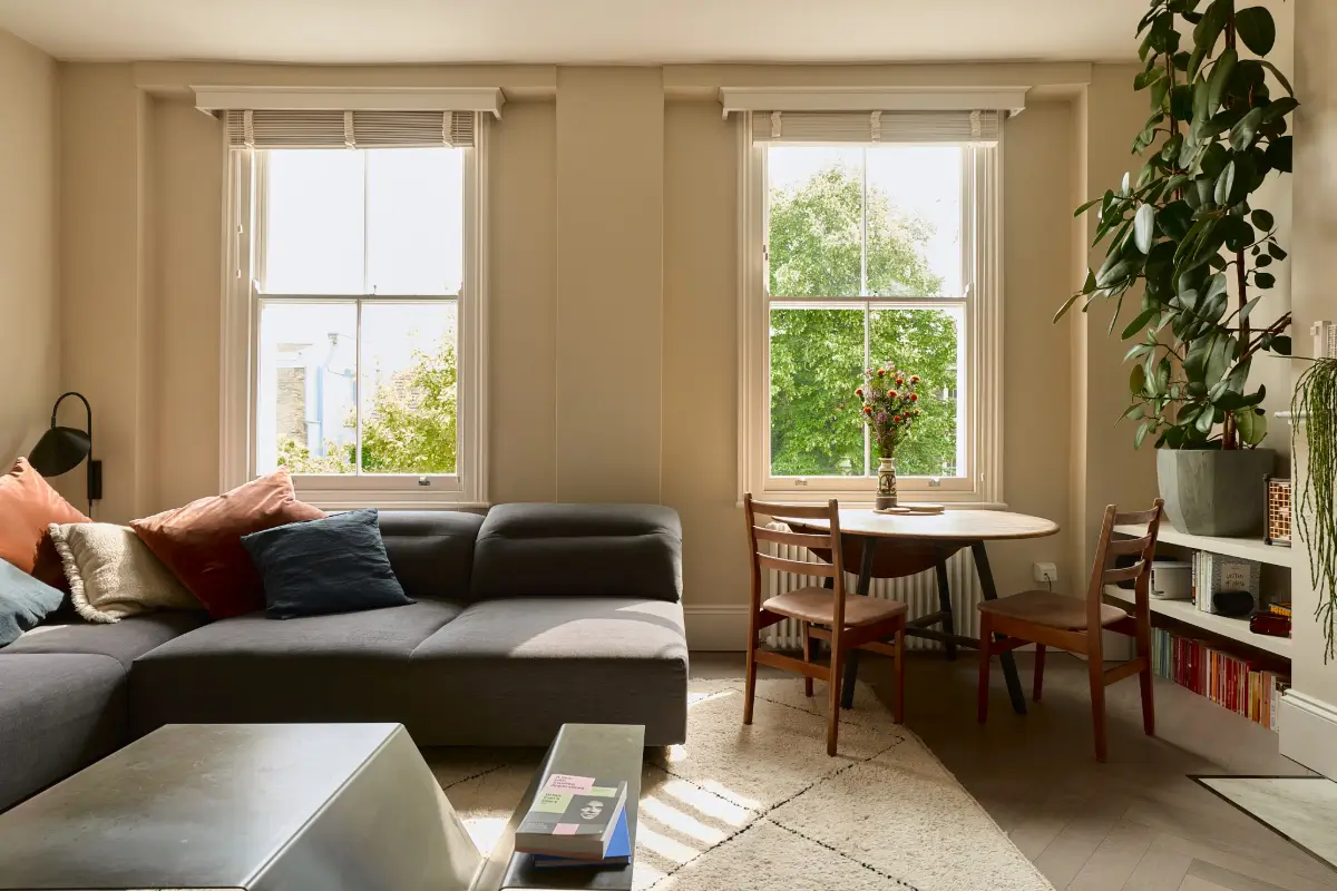 A Classic Victorian Duplex with a Lush, Private Garden in London 4 large windows london living room