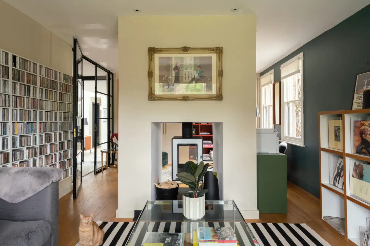 Contemporary Open-Plan Living Spaces in an English Victorian House 14 library room