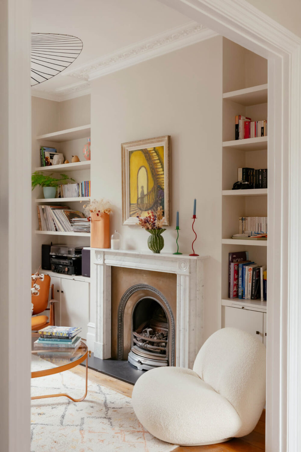 living room fireplace bookshelves