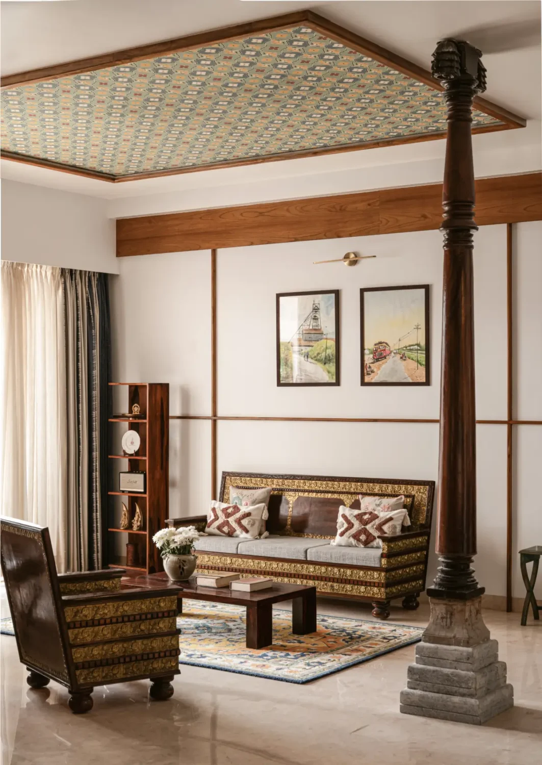 A South Indian Family Home Where Heritage Meets Bold Color Choices 2 living room india by the riverside