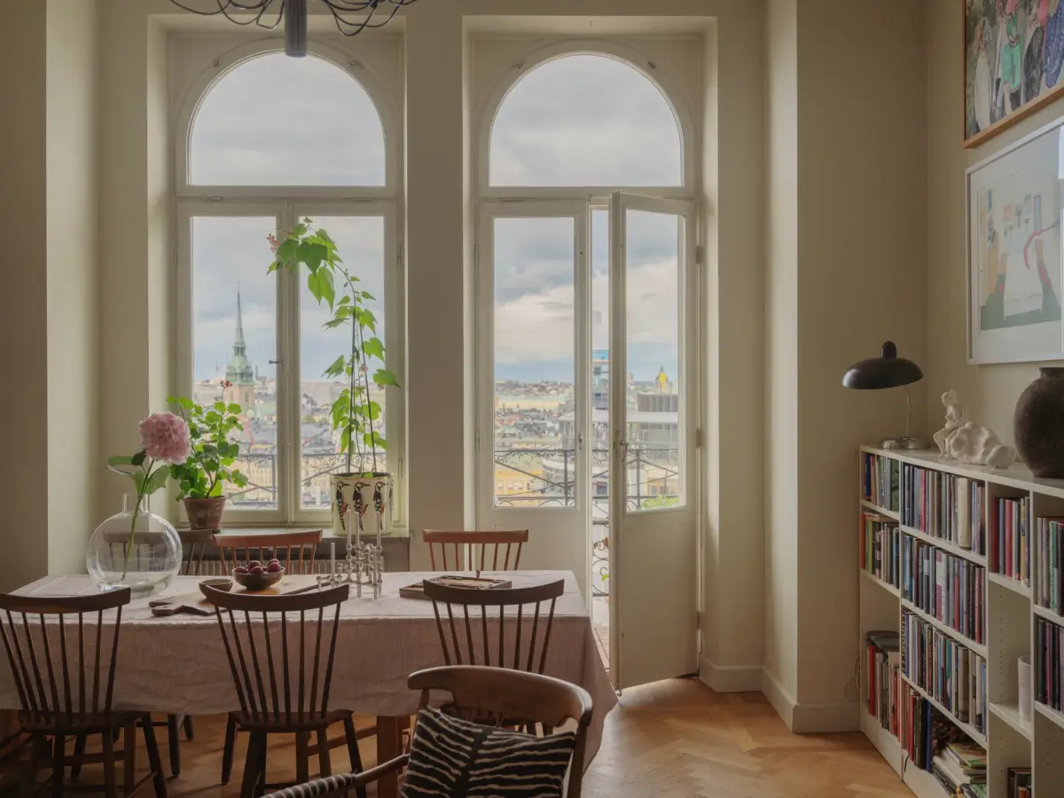 A Classic Late 19th Century Apartment with Magnificent Views of Stockholm 5 living room windows