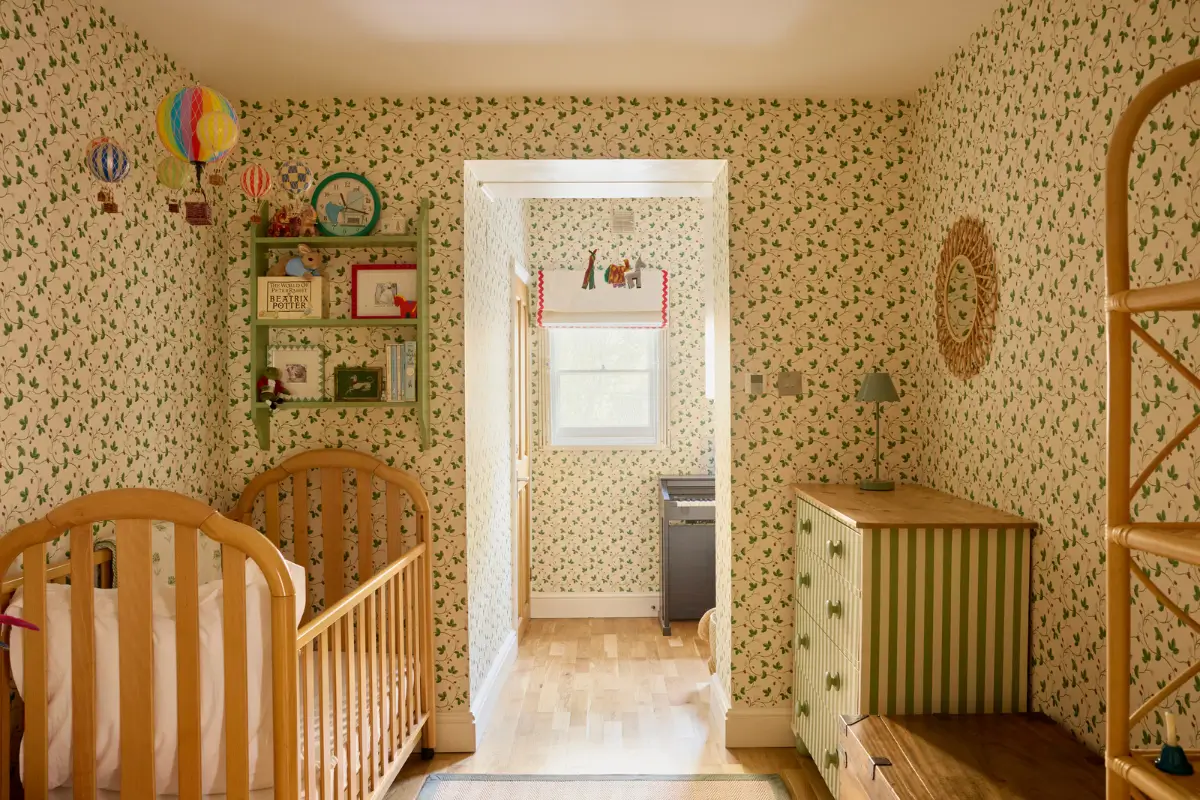 Pastel Hues in a Two-Bedroom Garden Apartment in West Kensington 13 nursery green wallpaper nordroom