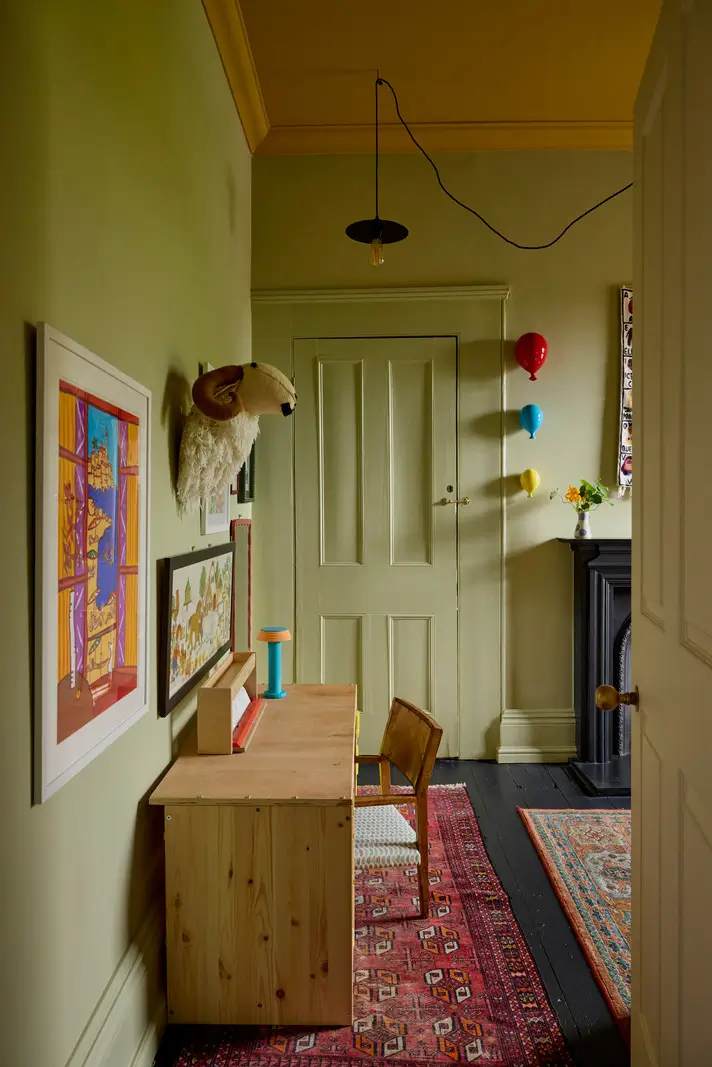 A Victorian Home with a Rich Color Palette and a Lush Garden 17 nursery green walls ochre ceiling