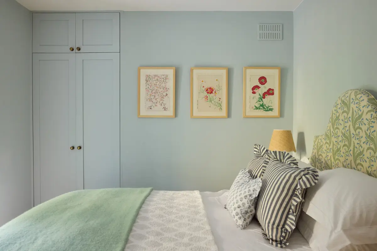 Pastel Hues in a Two-Bedroom Garden Apartment in West Kensington 10 pastel blue bedroom built-in wardrobes