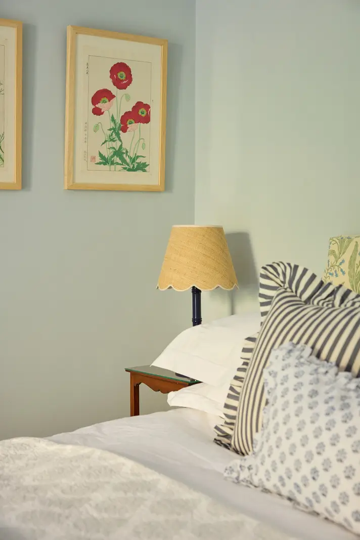 Pastel Hues in a Two-Bedroom Garden Apartment in West Kensington 11 pastel blue bedroom detail