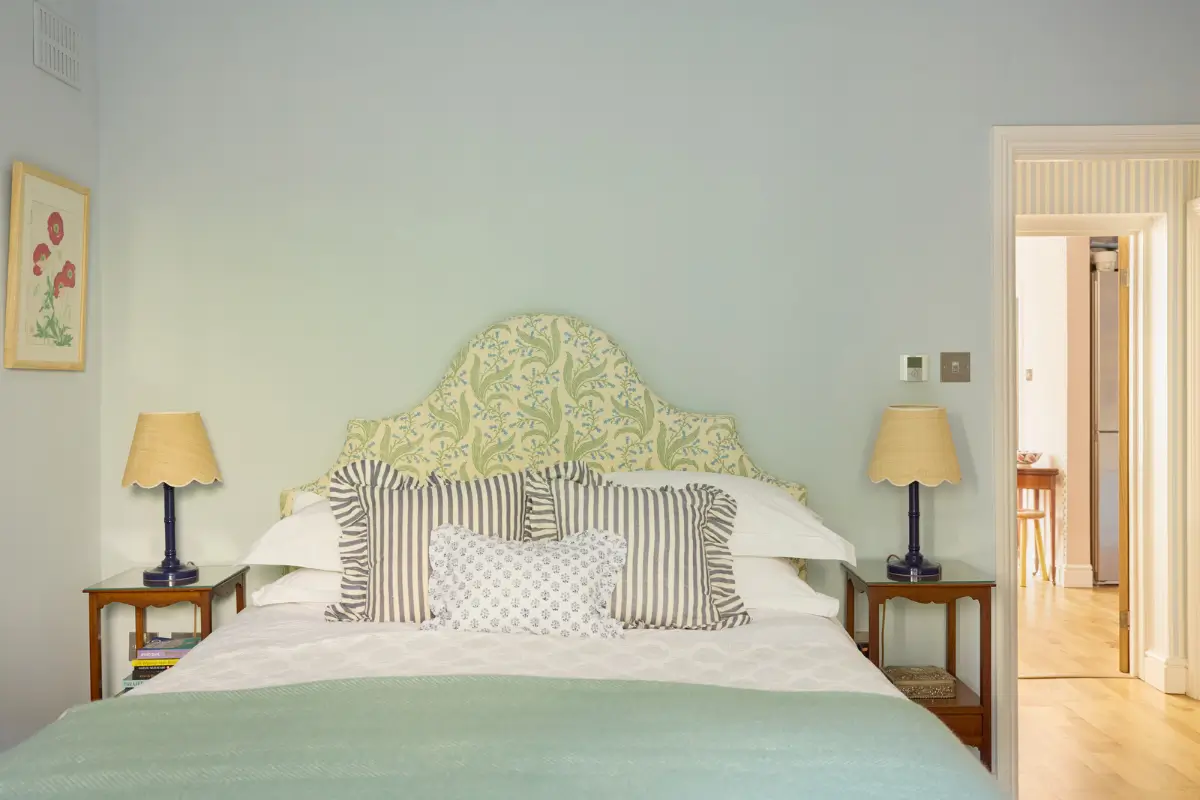 Pastel Hues in a Two-Bedroom Garden Apartment in West Kensington 9 pastel blue bedroom