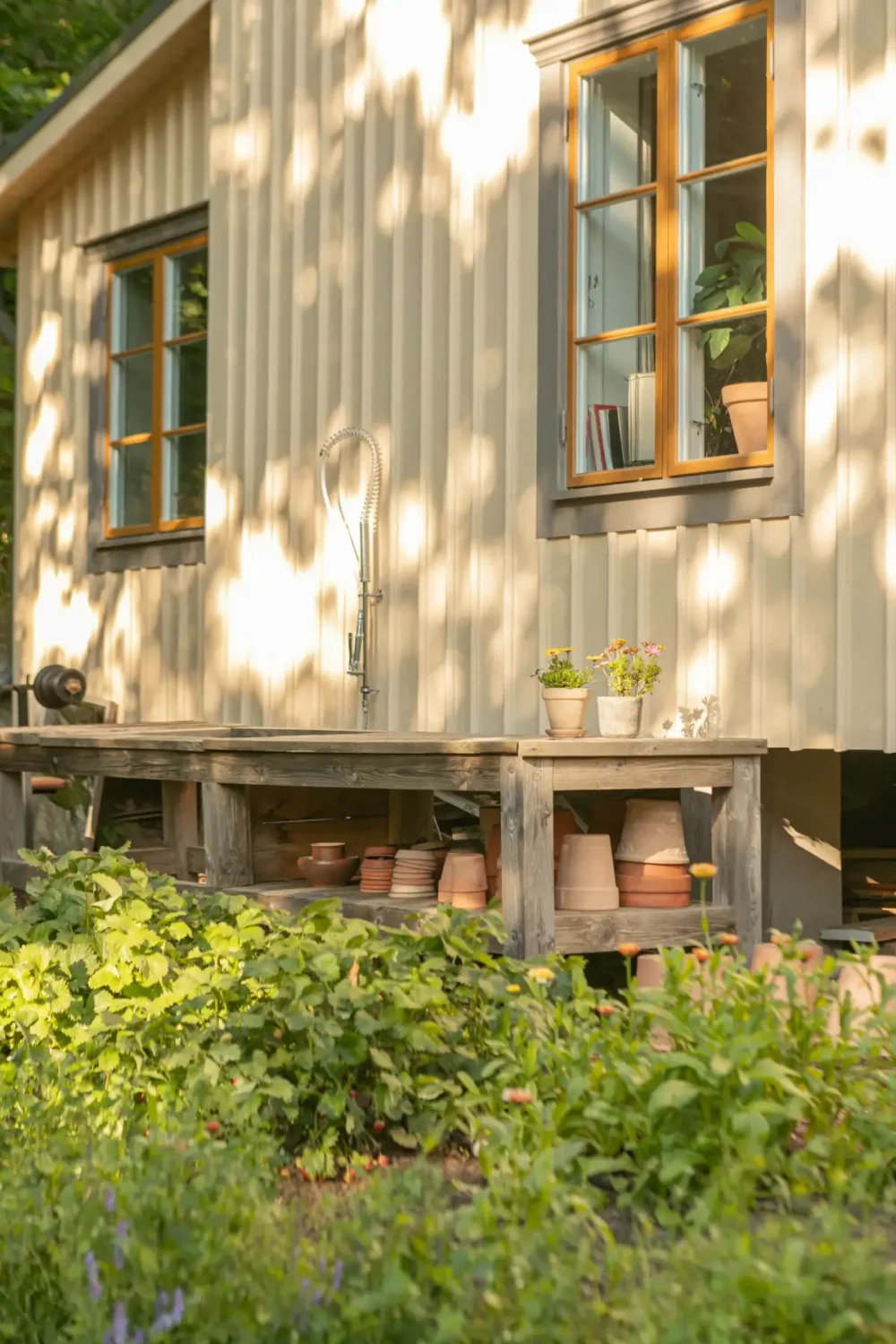Modern Comforts and Historic Architecture in an 18th Century Home 34 potting bench