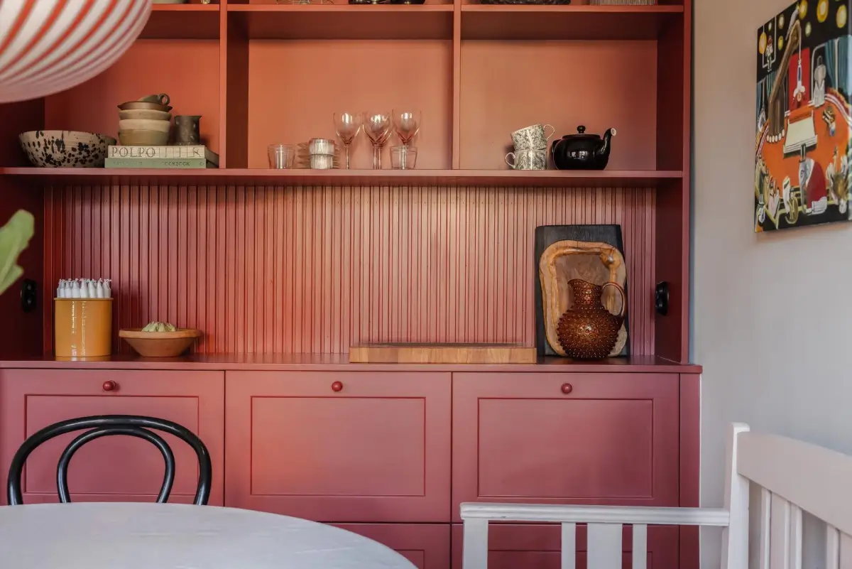 Colorful Rooms in a Practical Stockholm Family Apartment 6 red built-in cabinets