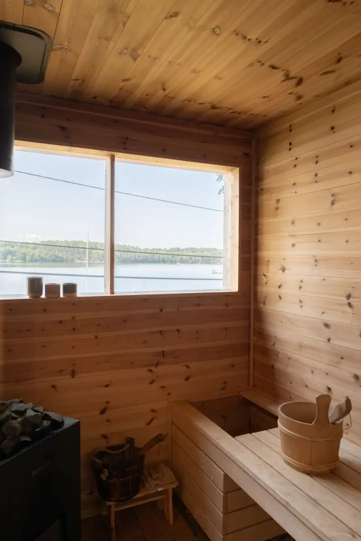 A Modern Wooden Cottage with Sea Views Close to Stockholm 26 sauna