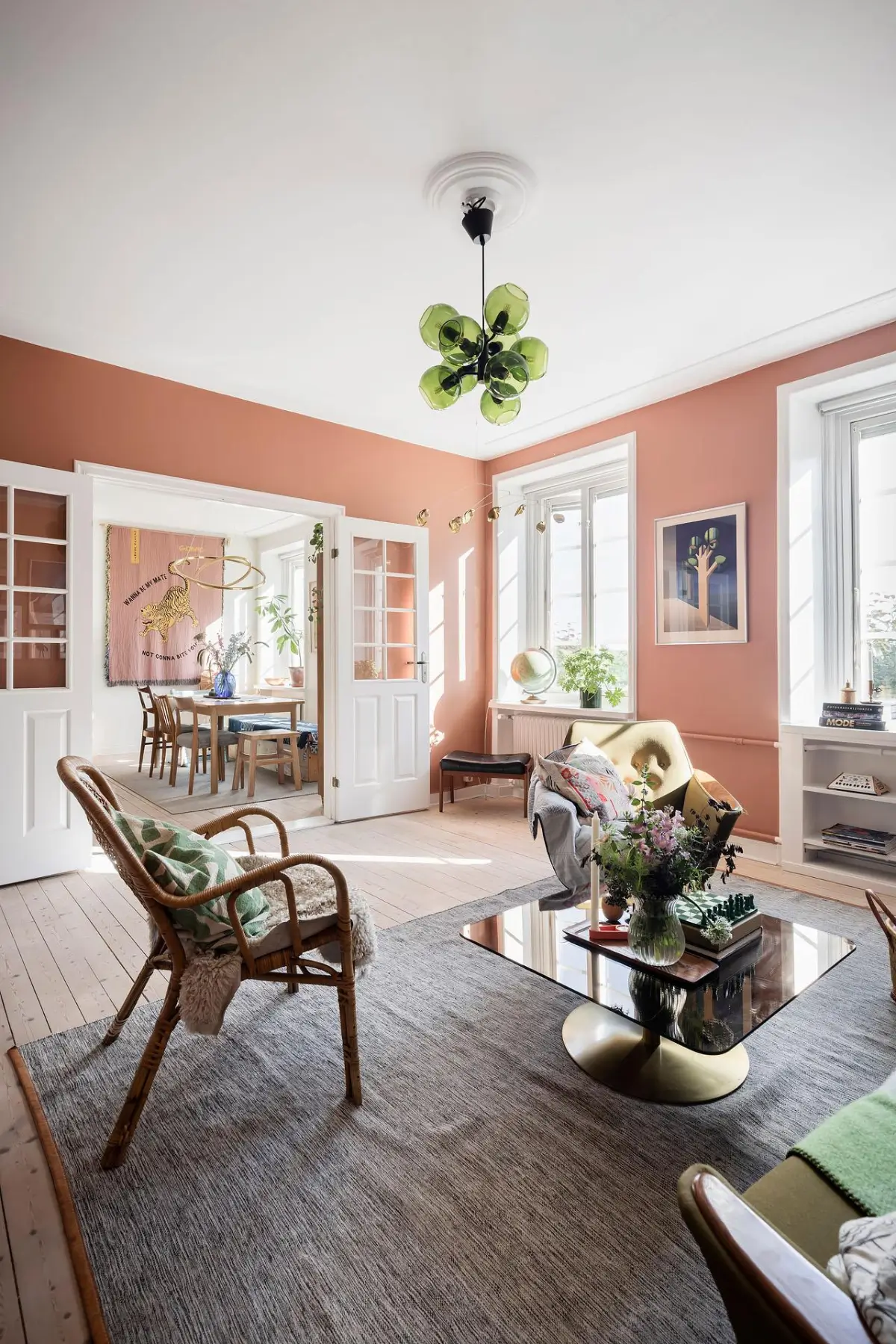 scandi living room terracotta colored walls nordroom