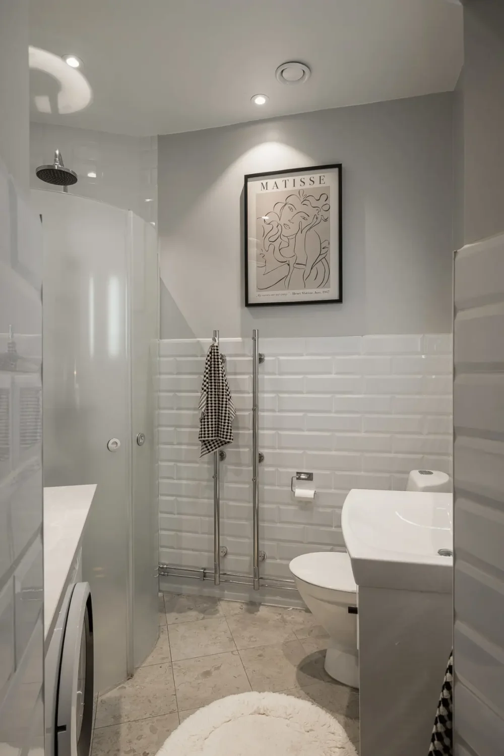A Gray Scandinavian Apartment with a Royal History 24 small bathroom gray walls