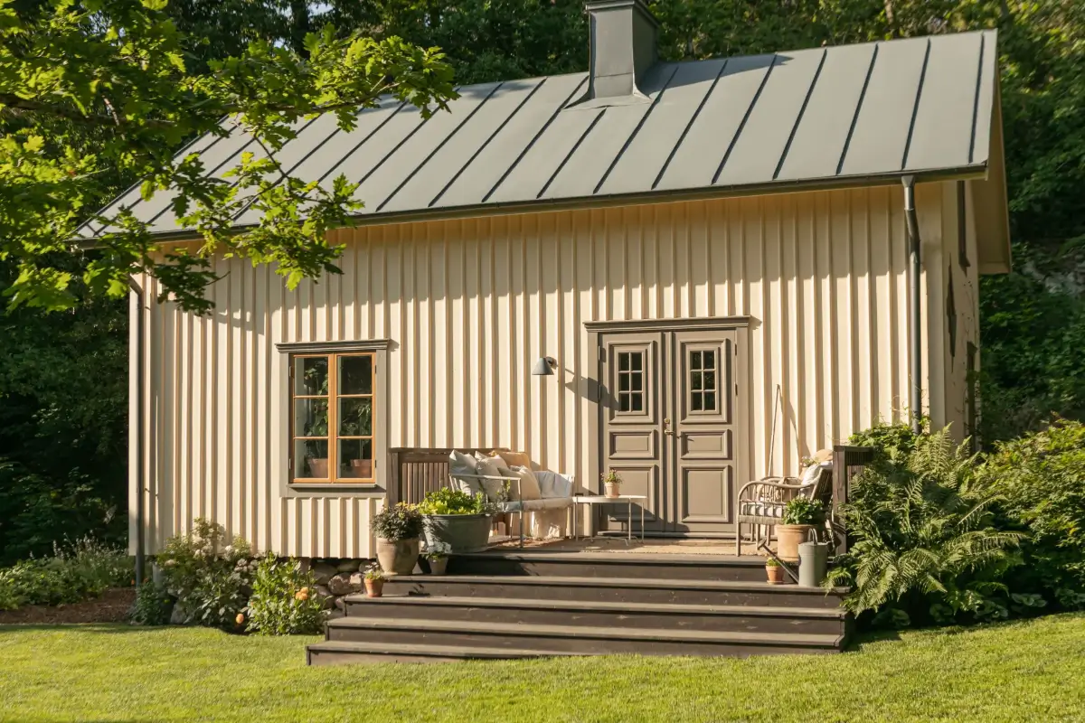 Modern Comforts and Historic Architecture in an 18th Century Home 22 summer house front door wooden terrace