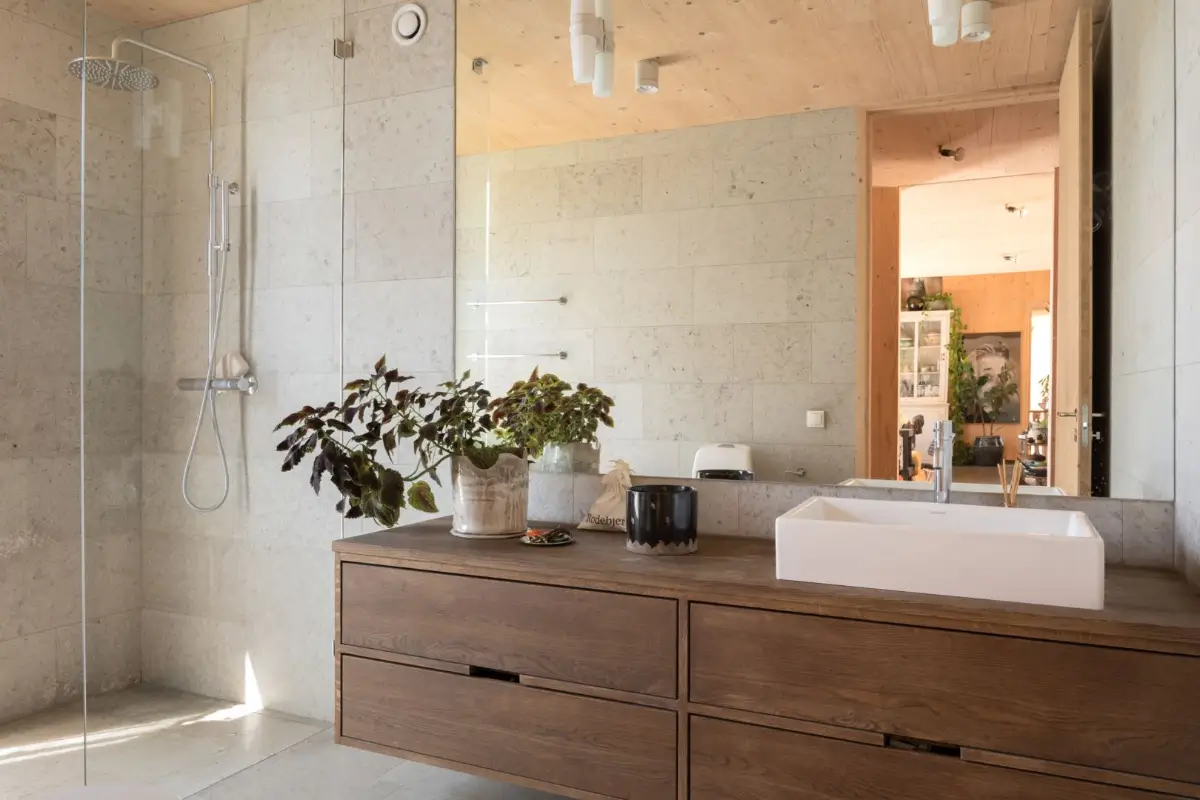 A Modern Wooden Cottage with Sea Views Close to Stockholm 23 walnut bathroom vanity dressers