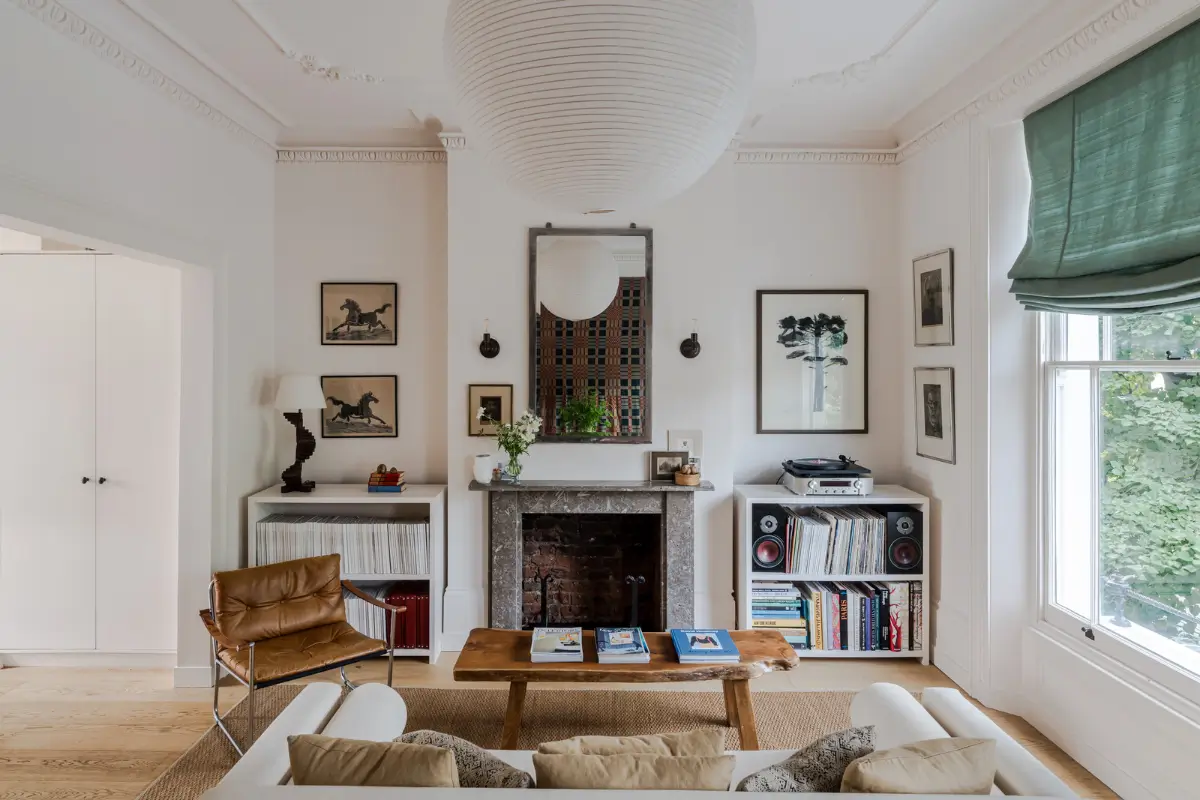 A Bright Late Victorian Townhouse in London 2 white living room with fireplace
